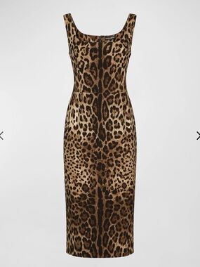 Dolce & Gabbana Leopard-Print Midi Dress in Brown and Tan